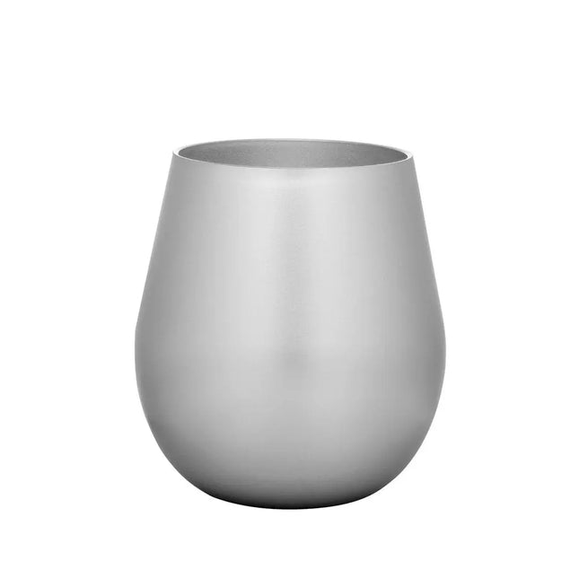 Set of Four Silver Acrylic Stemless All Purpose Wine Glass HomeRoots