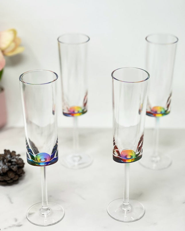 Set of Four Clear Acrylic Stemmed Flutes HomeRoots