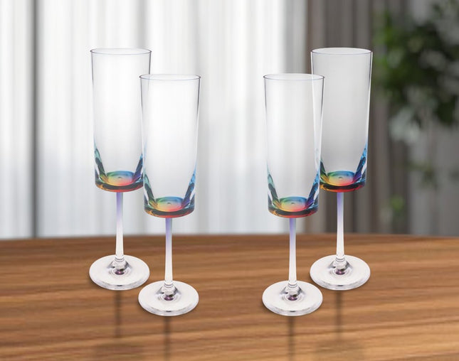 Set of Four Clear Acrylic Stemmed Flutes HomeRoots