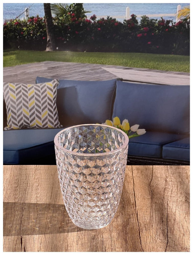 Set of Four Clear Diamond Acrylic Stemless Whiskey Glasses HomeRoots