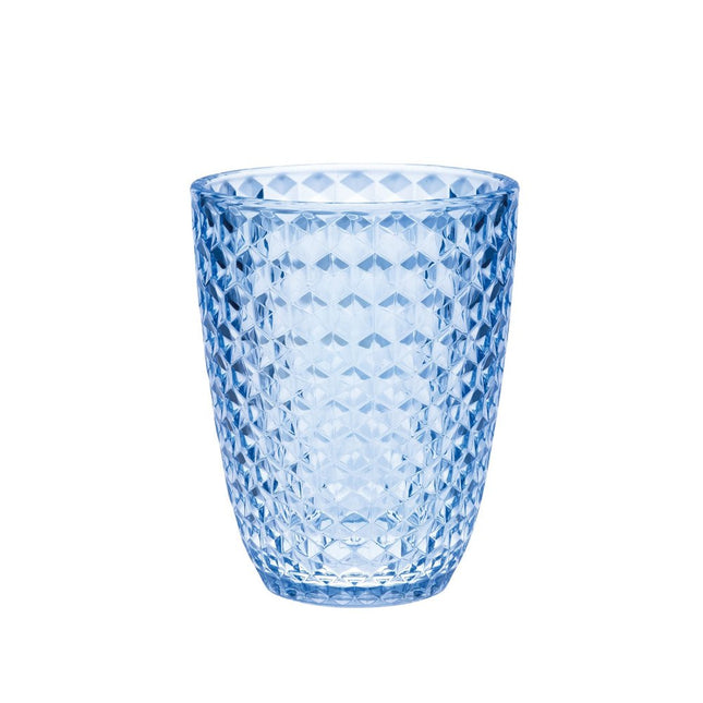 Set of Four Blue Diamond Acrylic Stemless Whiskey Glass HomeRoots