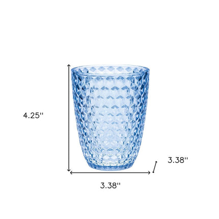 Set of Four Blue Diamond Acrylic Stemless Whiskey Glass HomeRoots