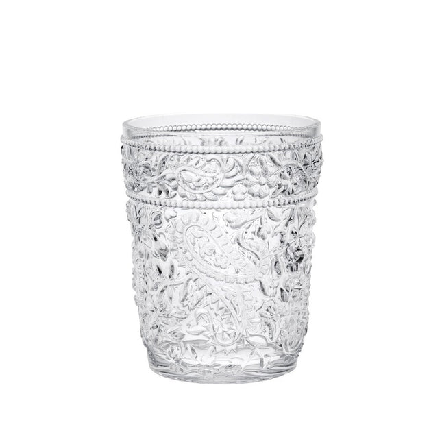 Set of Four Clear Paisley Acrylic Stemless Whiskey Glass HomeRoots