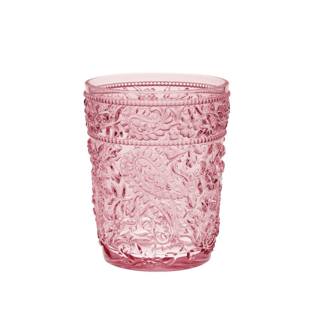 Set of Four Pink Paisley Acrylic Stemless Whiskey Glasses HomeRoots