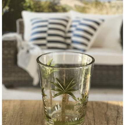 Set of Four Green Floral Acrylic Stemless Whiskey Glass HomeRoots