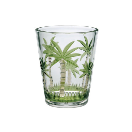Set of Four Green Floral Acrylic Stemless Whiskey Glass HomeRoots