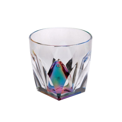 Set of Four Rainbow Geometric Acrylic Stemless Whiskey Glass HomeRoots