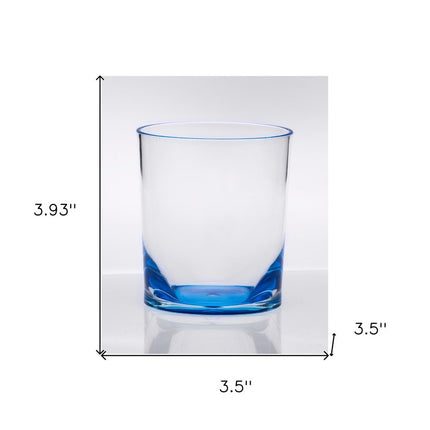 Set of Four Blue Acrylic Stemless Whiskey Glass HomeRoots
