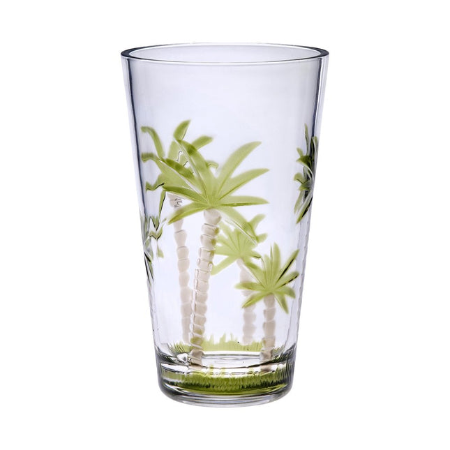 Set of Four Clear and Green Palm Tree Acrylic Highball Glasses HomeRoots