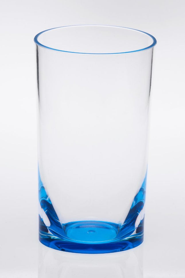 Set of Four Clear And Blue Acrylic Stemless Highball Glass HomeRoots