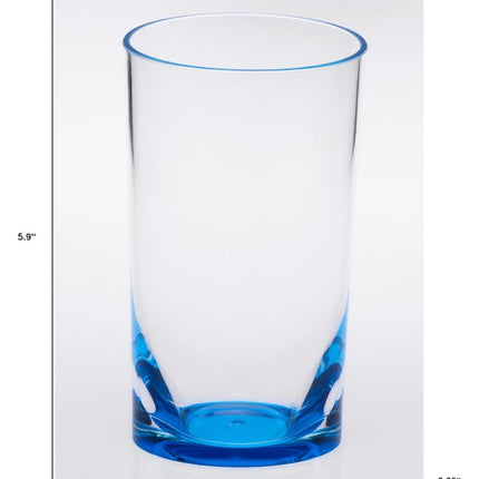 Set of Four Clear and Blue Acrylic Highball Glasses HomeRoots