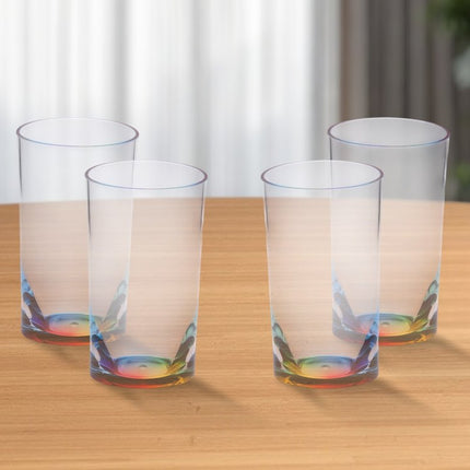 Set of Four Clear and Blue Acrylic Highball Glasses HomeRoots