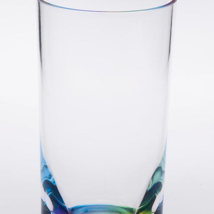 Set of Four Clear and Blue Acrylic Highball Glasses HomeRoots