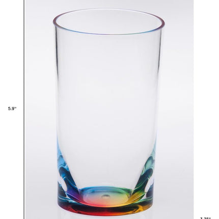 Set of Four Clear and Blue Acrylic Highball Glasses HomeRoots