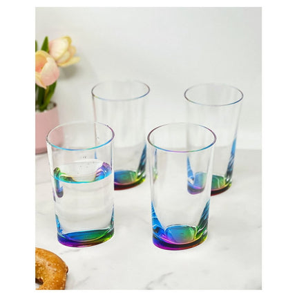 Set of Four Clear and Blue Acrylic Highball Glasses HomeRoots