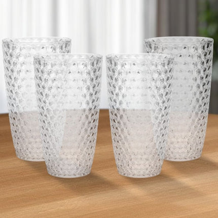 Set of Four Blue Acrylic Stemless Highball Glass HomeRoots