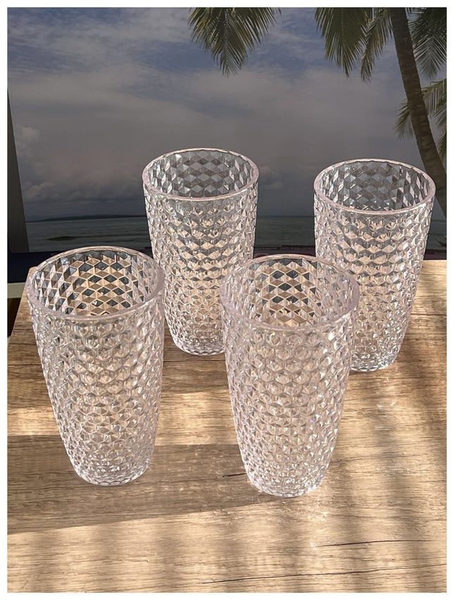 Set of Four Clear Acrylic Stemless Highball Glass HomeRoots