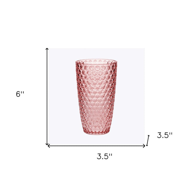 Set of Four Pink Acrylic Stemless Highball Glass HomeRoots
