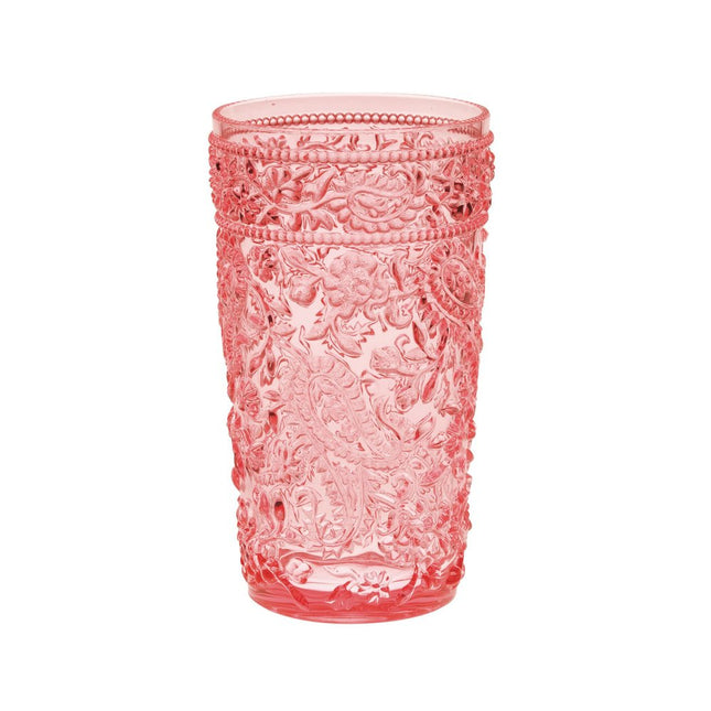 Set of Four Pink Acrylic Stemless Highball Glass HomeRoots