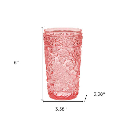 Set of Four Pink Paisley Acrylic Stemless Highball Glass HomeRoots