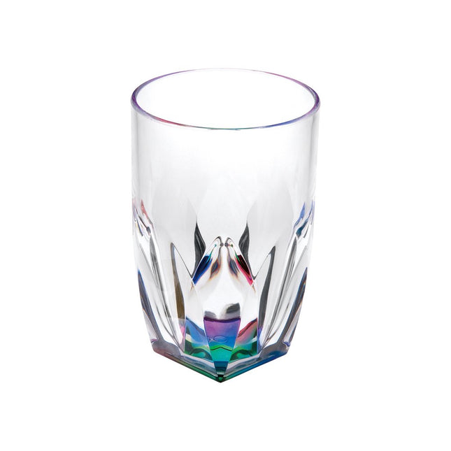 Set of Four Clear and Rainbow Geometric Acrylic Highball Glasses HomeRoots