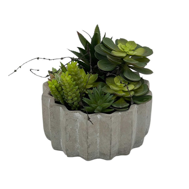 8" Green Artificial Succulents in a Gray Planter HomeRoots