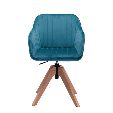 Tufted Teal Blue and Natural Upholstered Velvet Dining Arm Chair HomeRoots