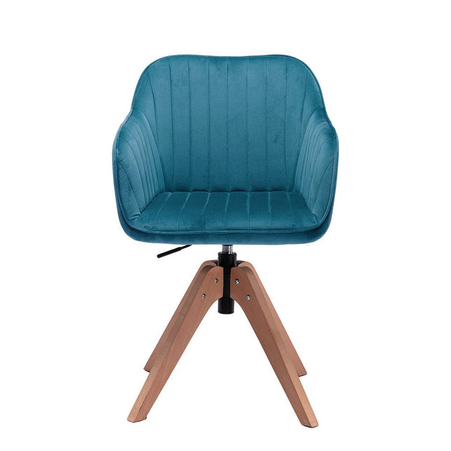 Tufted Teal Blue and Natural Upholstered Velvet Dining Arm Chair HomeRoots