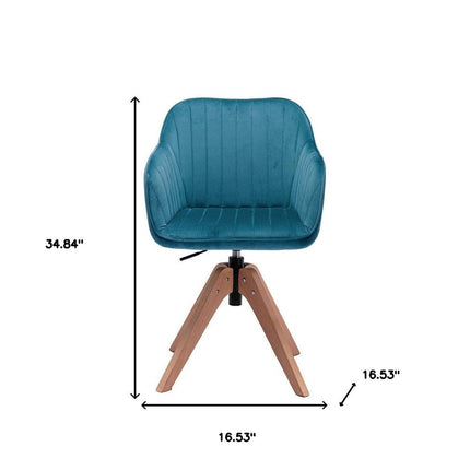 Tufted Teal Blue and Natural Upholstered Velvet Dining Arm Chair HomeRoots