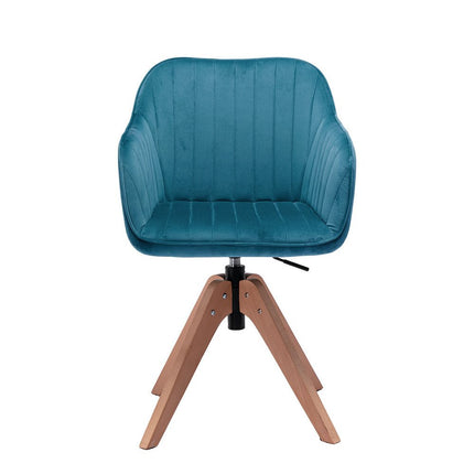 Tufted Teal Blue and Natural Upholstered Velvet Dining Arm Chair HomeRoots