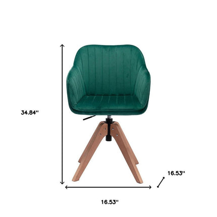 Tufted Green and Natural Upholstered Velvet Dining Arm Chair HomeRoots