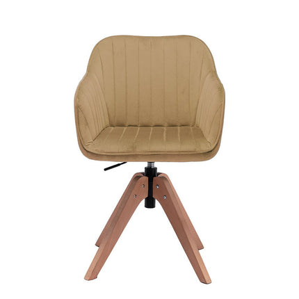 Tufted Champagne and Natural Upholstered Velvet Dining Arm Chair HomeRoots