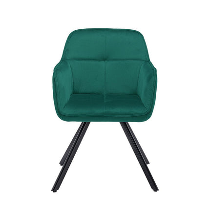 Tufted Green And Black Velvet and Metal Dining Arm Chair HomeRoots
