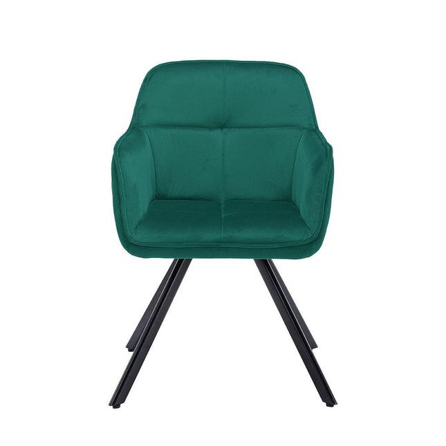 Tufted Green And Black Velvet and Metal Dining Arm Chair HomeRoots