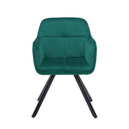 Tufted Green And Black Velvet and Metal Dining Arm Chair HomeRoots