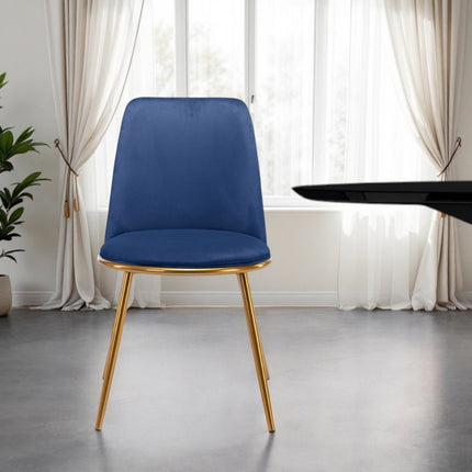 Blue And Gold Upholstered Velvet Dining Side Chair HomeRoots