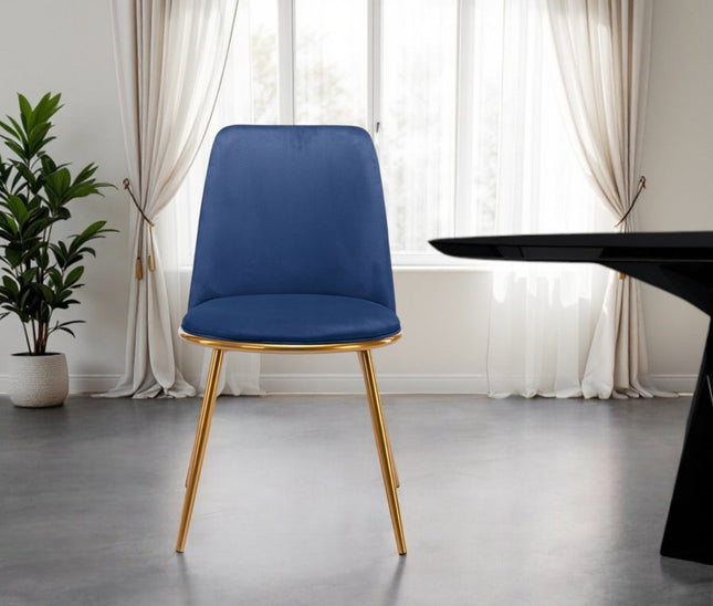 Blue And Gold Upholstered Velvet Dining Side Chair HomeRoots