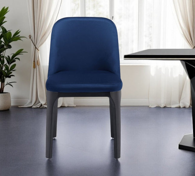 Blue and Black Upholstered Velvet Dining Side Chair HomeRoots