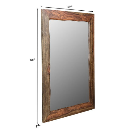 44" Dark Brown Solid Wood Framed Accent Mirror HomeRoots
