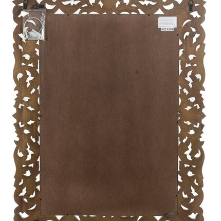 47" Antiqued White Solid Wood Carved Scrollwork Accent Mirror HomeRoots