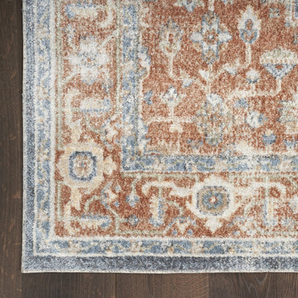 10' Denim Blue Oriental Power Loom Distressed Washable Runner Rug HomeRoots