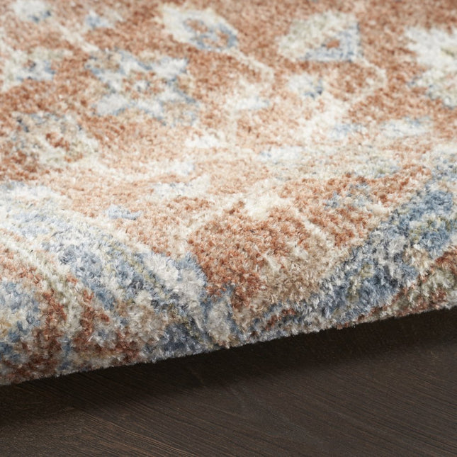 10' Denim Blue Oriental Power Loom Distressed Washable Runner Rug HomeRoots