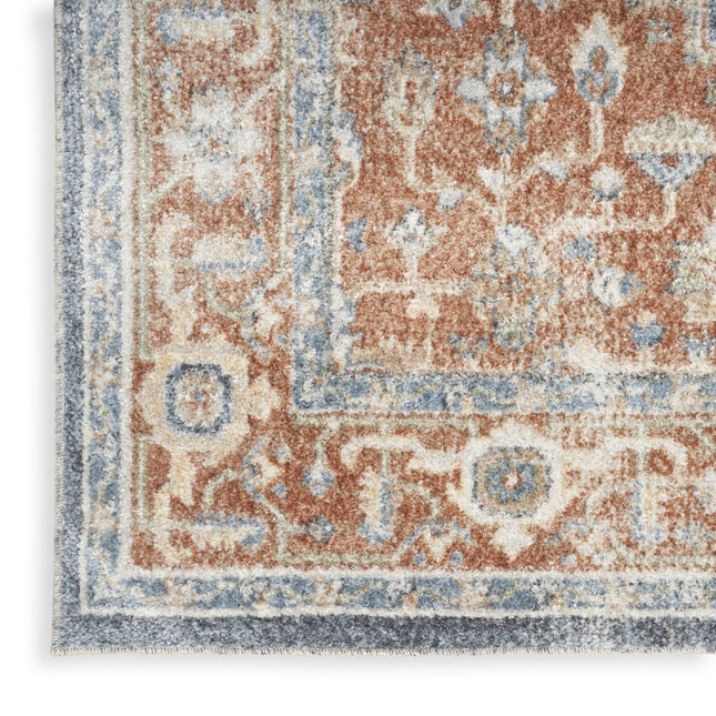 10' Denim Blue Oriental Power Loom Distressed Washable Runner Rug HomeRoots