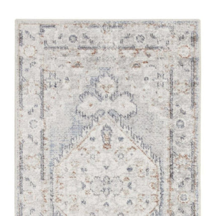 10' Light Blue Oriental Power Loom Distressed Washable Runner Rug HomeRoots