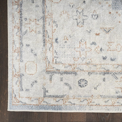 10' Light Blue Oriental Power Loom Distressed Washable Runner Rug HomeRoots