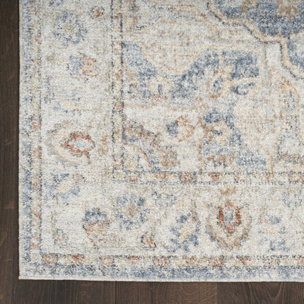 10' Denim Blue Oriental Power Loom Washable Runner Rug HomeRoots