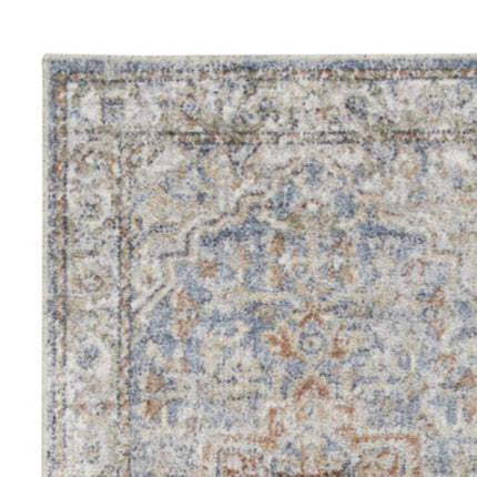 10' Denim Blue Oriental Power Loom Washable Runner Rug HomeRoots