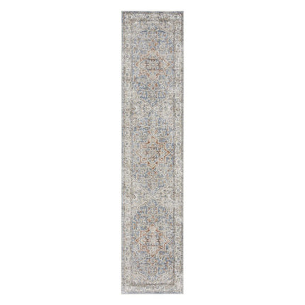 10' Denim Blue Oriental Power Loom Washable Runner Rug HomeRoots