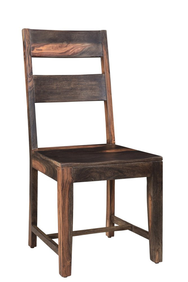 Set of Two Dark Brown Solid Wood Ladder Back Dining Side Chairs HomeRoots