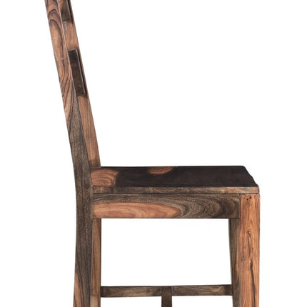 Set of Two Dark Brown Solid Wood Ladder Back Dining Side Chairs HomeRoots